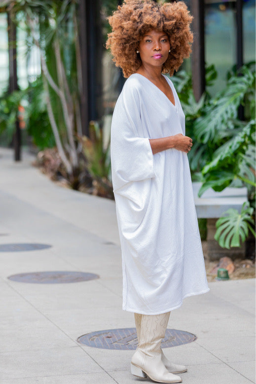 The Burt Dress - White cotton terry