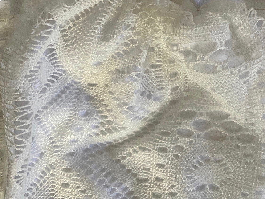 Short Vintage Headband - Lace Contrast White Cotton Back