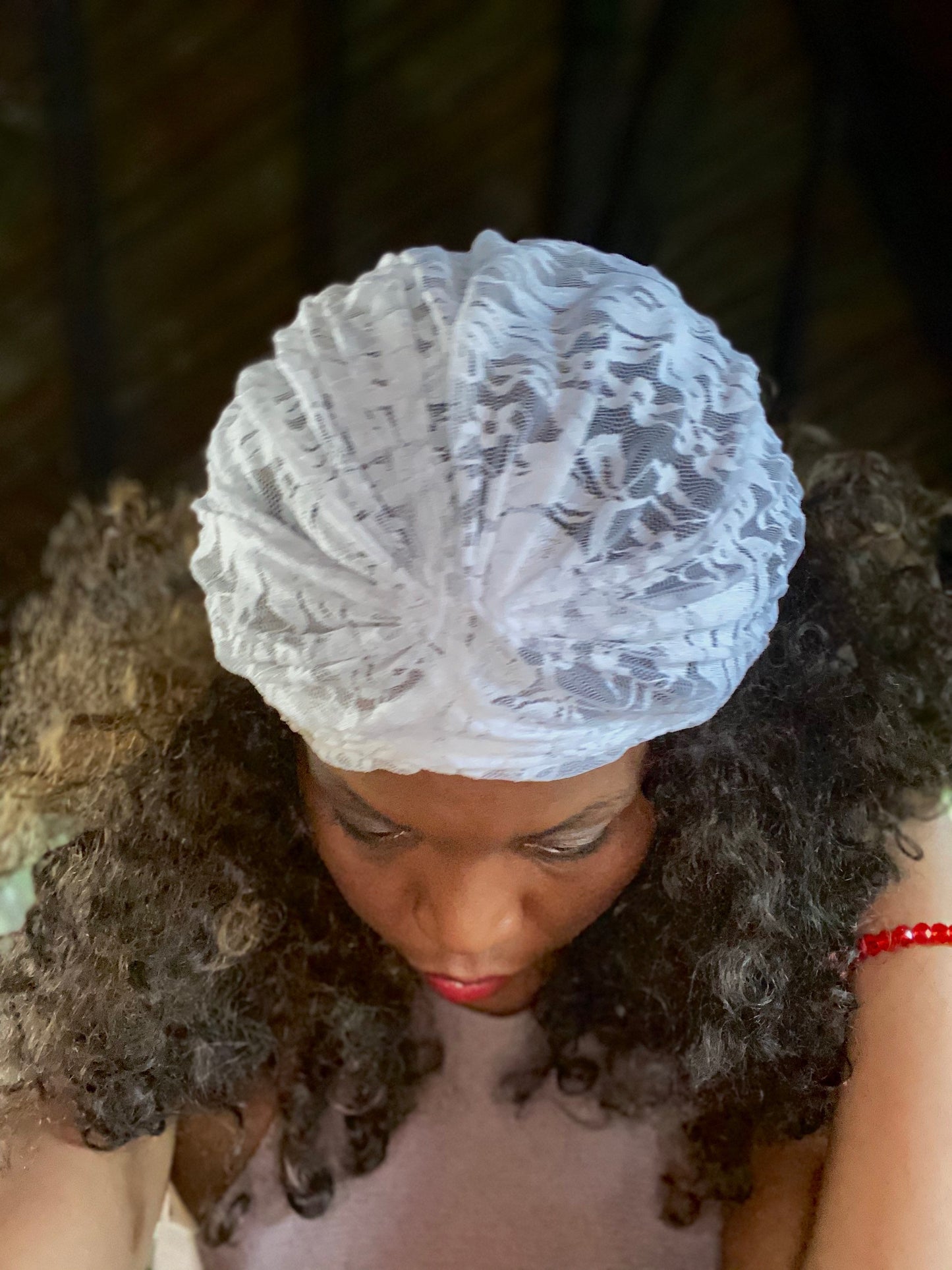 Classic Turban - White Lace