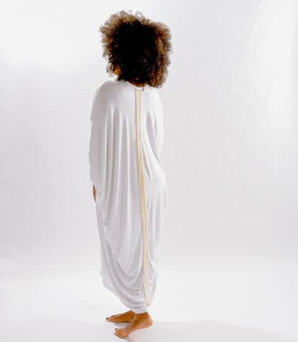 The Burt Dress - White with Natural Barley  contrast
