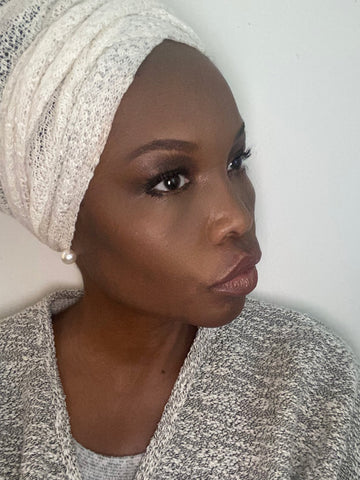 Ivory Crochet  Turban Scarf