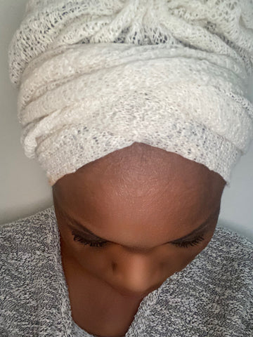 Ivory Crochet  Turban Scarf